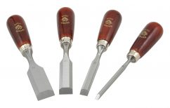 SET OF FOUR BUTT CHISELS - WOODEN HANDLE