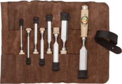 Two Cherries chisels sets in Leather rolls